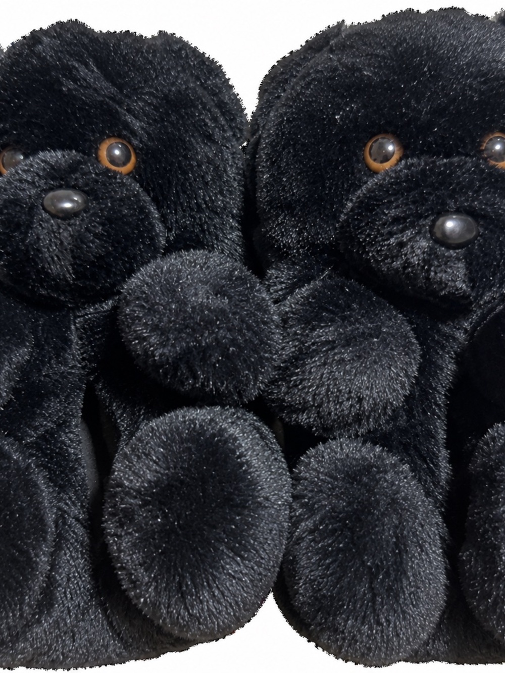 SHEIN Black Plush Dog Paw Slippers for Pets